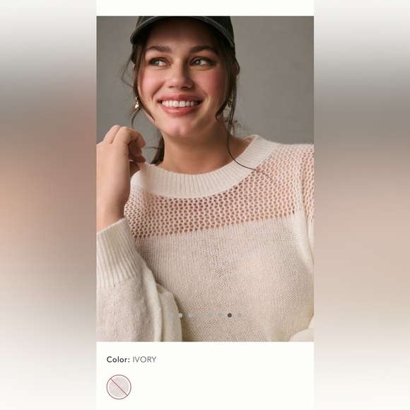 NWT new Anthropologie 3X plus caballero sheer pullover sweater white ivory - Picture 12 of 15